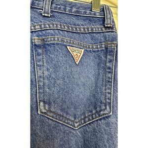 Guess Women High-Rise Jeans in Blue with Red Logo